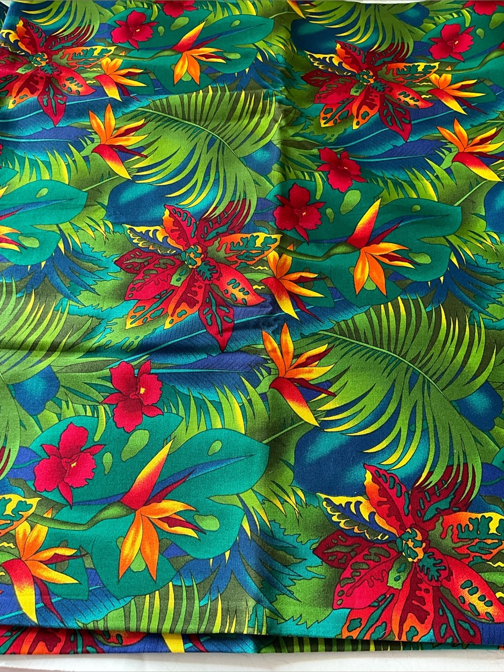 Hoffman Hawaiian Fabric Print Sewing Quilting Crafts Vibrant Colors Green Orange